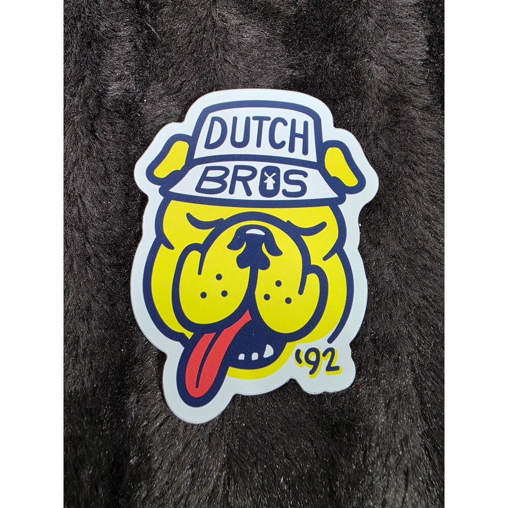 Dutch Bros Coffee Bulldog Sticker Yellow Blue Bucket Hat 92 Vinyl Decal